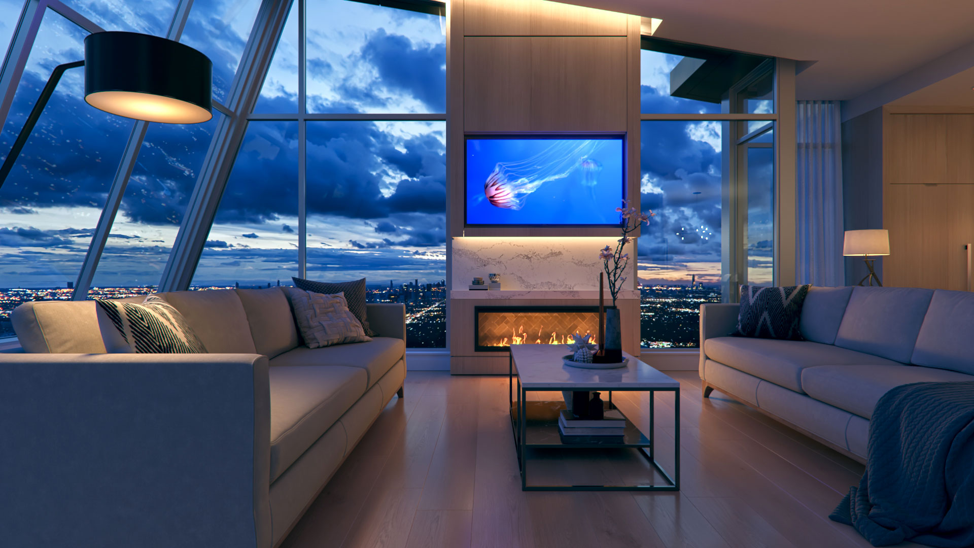 penthouse living room rendering